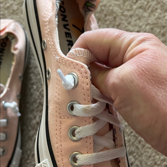 Converse Pink /peach  Canvas Low-Top Sneakers with White Soles - Picture 9 of 10